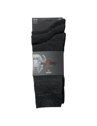 Apollo Men Merino Wollen Sokken 3Pack Antraciet