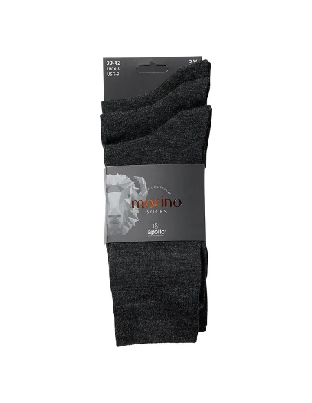 Apollo Men Merino Wollen Sokken 3Pack Antraciet