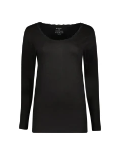 Gino Santi Dames Thermo Shirt lace Lange Mouw Zwart