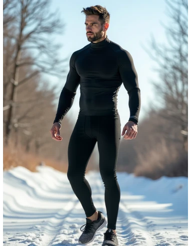 Gino Santi Heren Thermo shirt Viloft Lange Mouw Zwart