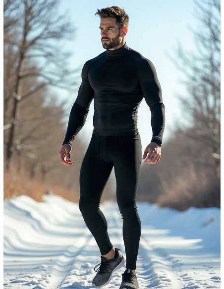 Gino Santi Heren Thermo shirt Viloft Lange Mouw Zwart