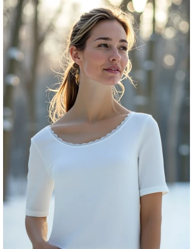 Gino Santi Dames Thermo Shirt lace Wit