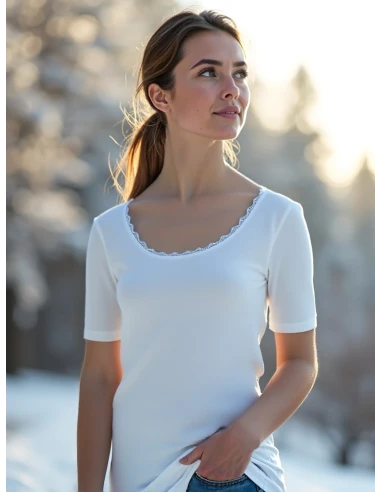 Gino Santi Dames Thermo Shirt lace Wit