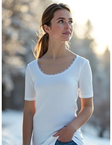 Gino Santi Dames Thermo Shirt lace Wit