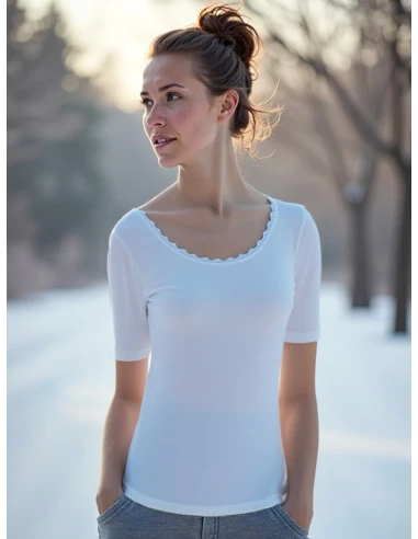 Gino Santi Dames Thermo Shirt lace Wit