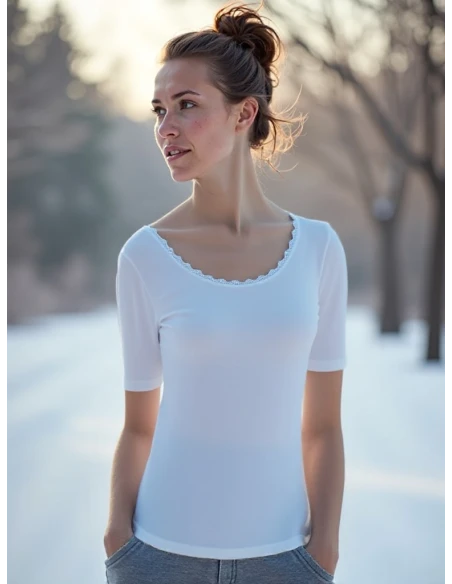 Gino Santi Dames Thermo Shirt lace Wit