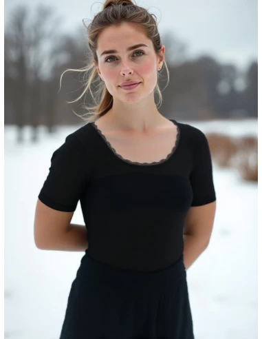 Gino Santi Dames Thermo Shirt lace Zwart