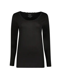 Gino Santi Dames Thermo Shirt lace Lange Mouw Zwart