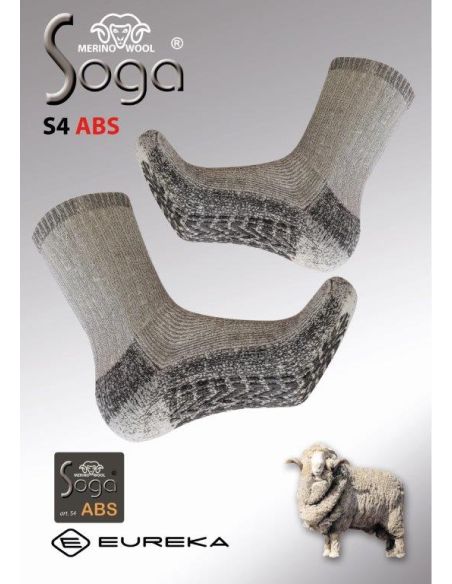 Soga S04 ABS Anti Slip Merino Sokken Heavy Grijs